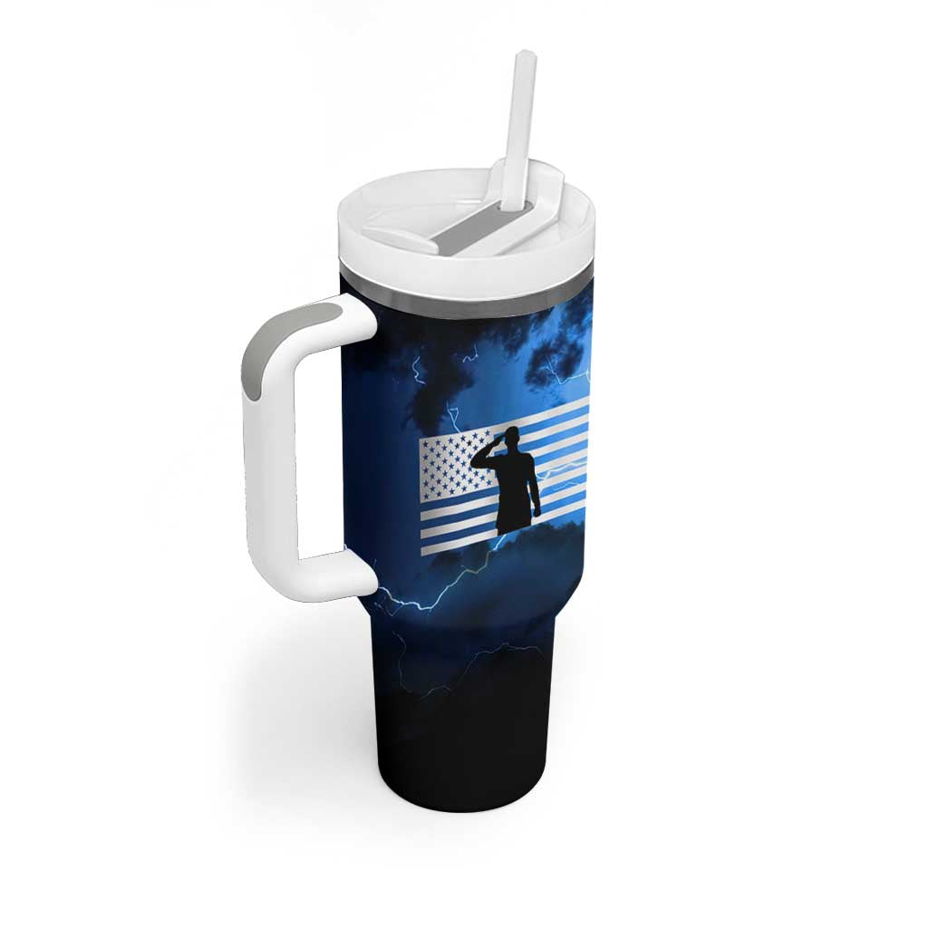 Proud Navy Veteran Tumbler With Handle Vintage American Flag