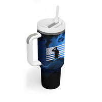 Proud Navy Veteran Tumbler With Handle Vintage American Flag
