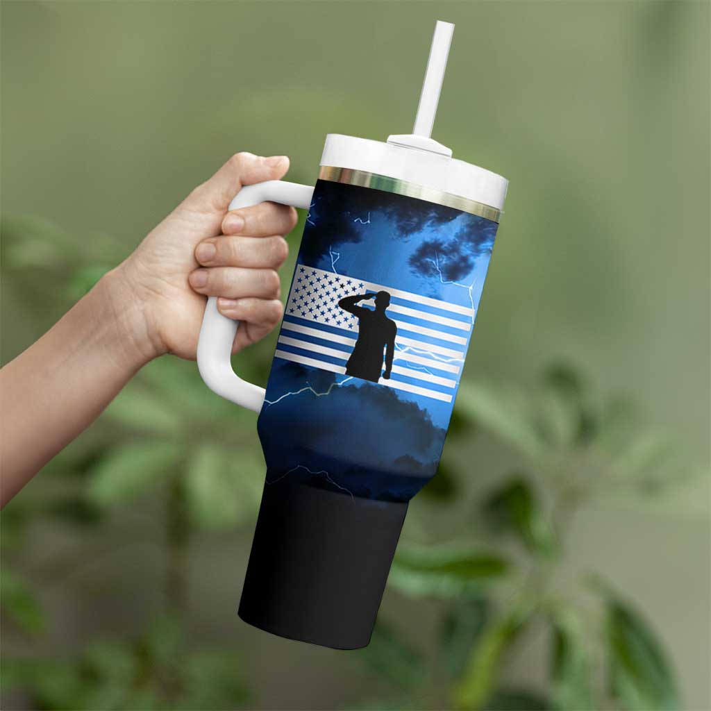 Proud Navy Veteran Tumbler With Handle Vintage American Flag