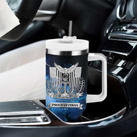 Proud Navy Veteran Tumbler With Handle Vintage American Flag
