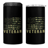 Veteran 4 in 1 Can Cooler Tumbler Distressed Camouflage US Flag Veteran Army Military