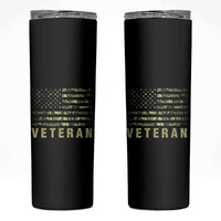 Veteran Skinny Tumbler Distressed Camouflage US Flag Veteran Army Military