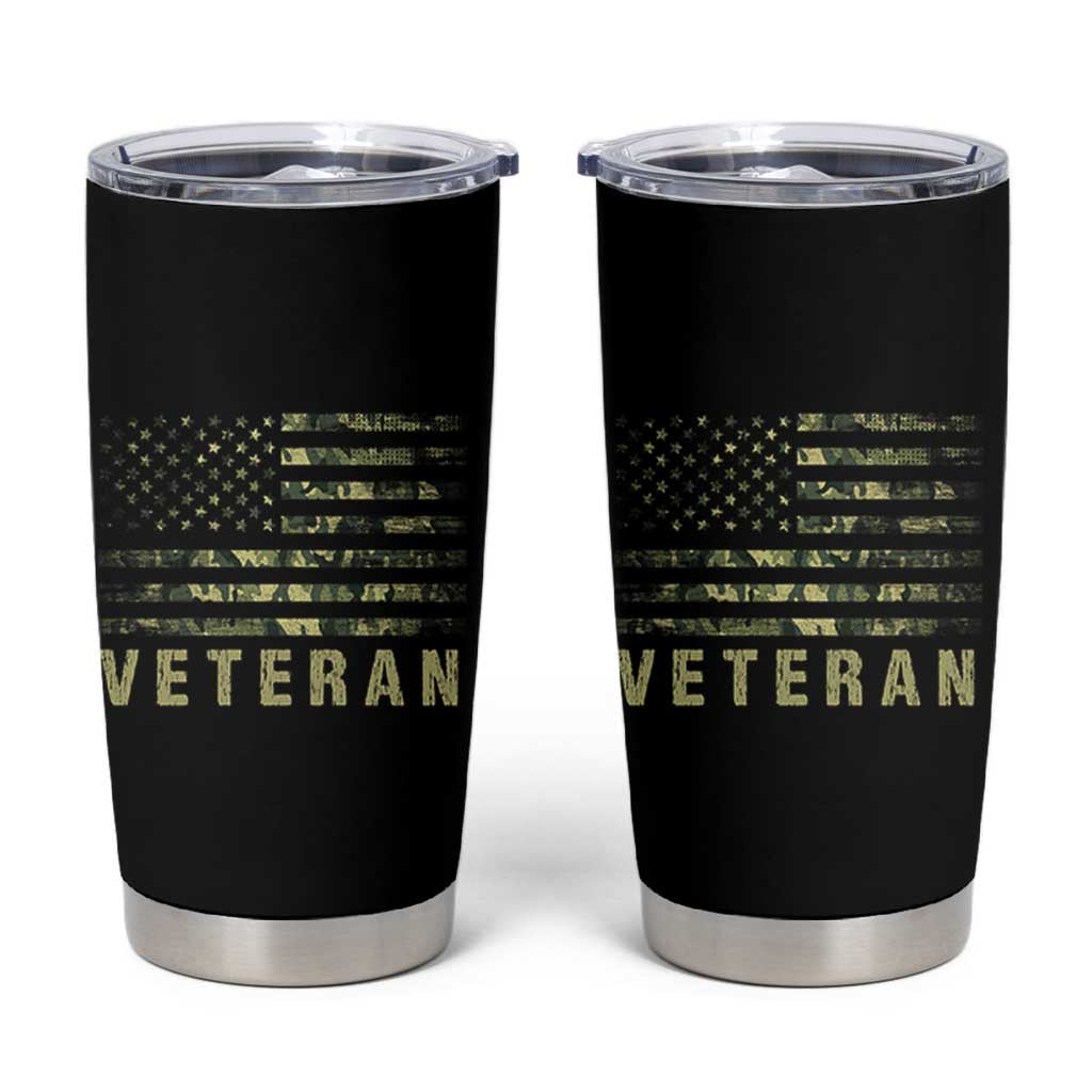 Veteran Tumbler Cup Distressed Camouflage US Flag Veteran Army Military