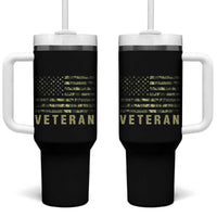 Veteran Tumbler With Handle Distressed Camouflage US Flag Veteran Army Military