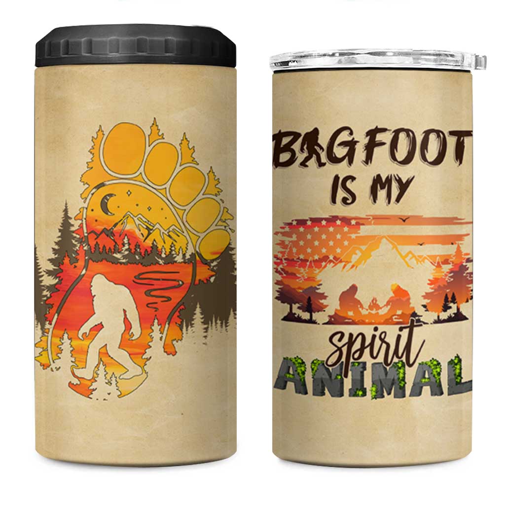 Bigfoot 4 in 1 Can Cooler Tumbler Sasquatch Lover Campfire Outdoor Camping Nature Gift