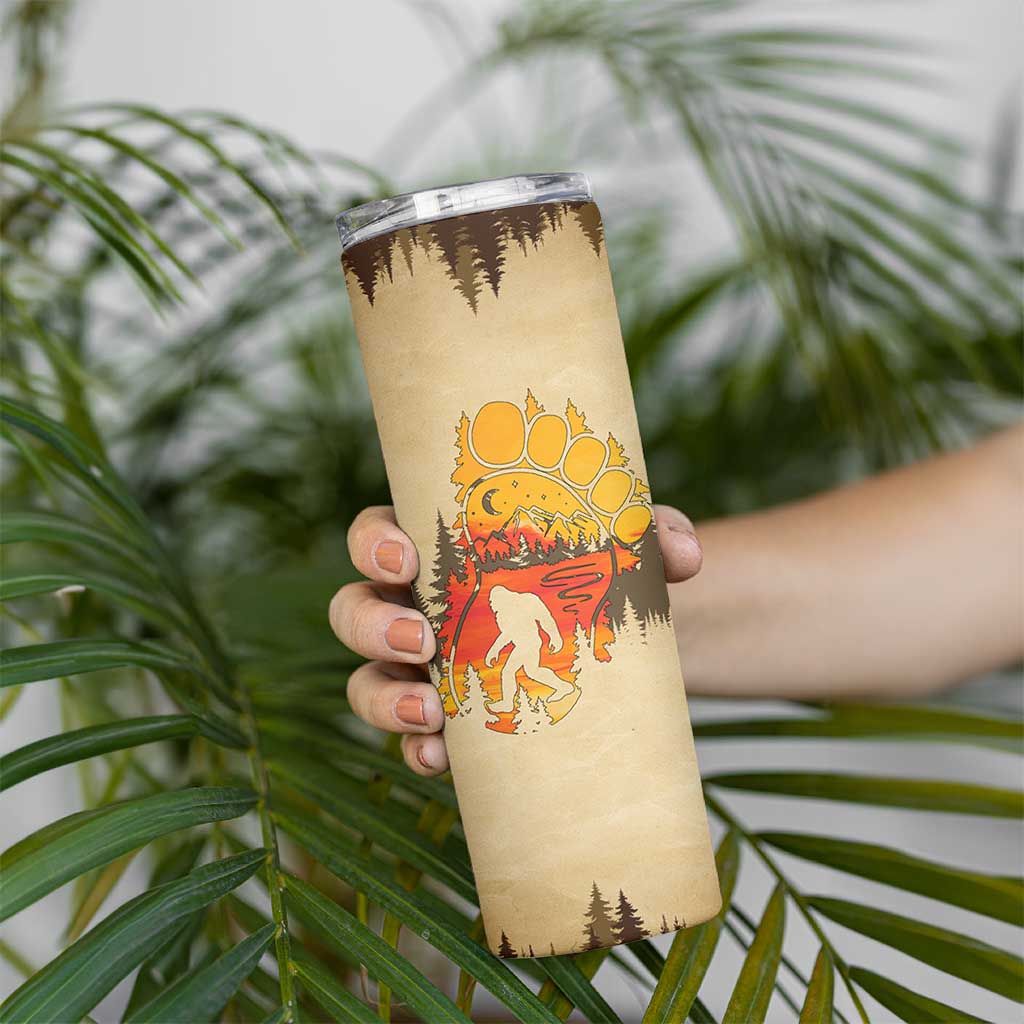 Bigfoot Skinny Tumbler Sasquatch Lover Campfire Outdoor Camping Nature Gift