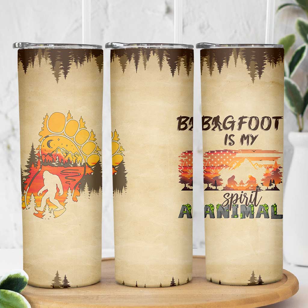 Bigfoot Skinny Tumbler Sasquatch Lover Campfire Outdoor Camping Nature Gift