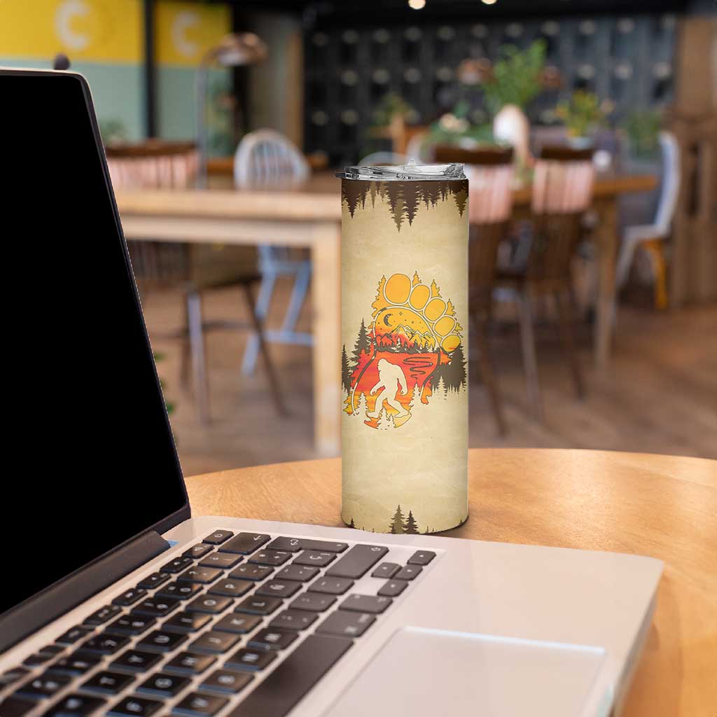 Bigfoot Skinny Tumbler Sasquatch Lover Campfire Outdoor Camping Nature Gift