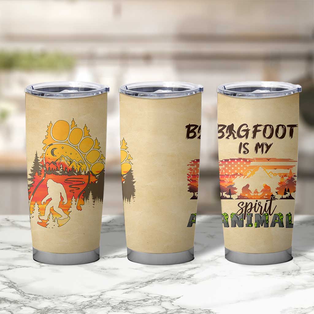 Bigfoot Tumbler Cup Sasquatch Lover Campfire Outdoor Camping Nature Gift