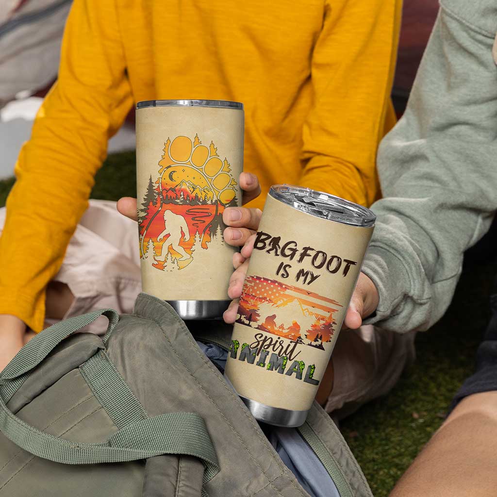 Bigfoot Tumbler Cup Sasquatch Lover Campfire Outdoor Camping Nature Gift