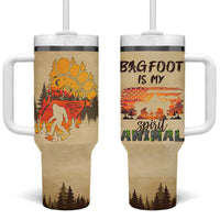 Bigfoot Tumbler With Handle Sasquatch Lover Campfire Outdoor Camping Nature Gift