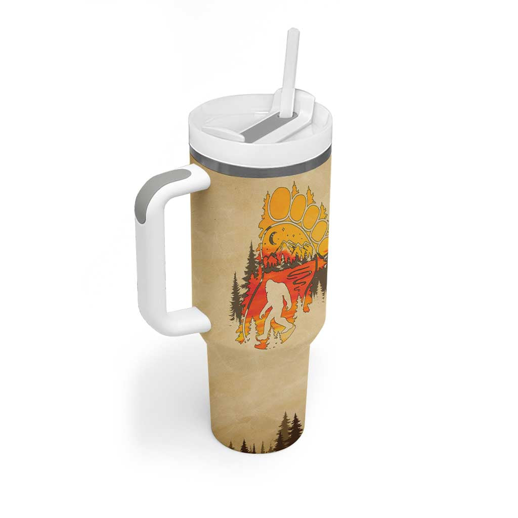 Bigfoot Tumbler With Handle Sasquatch Lover Campfire Outdoor Camping Nature Gift