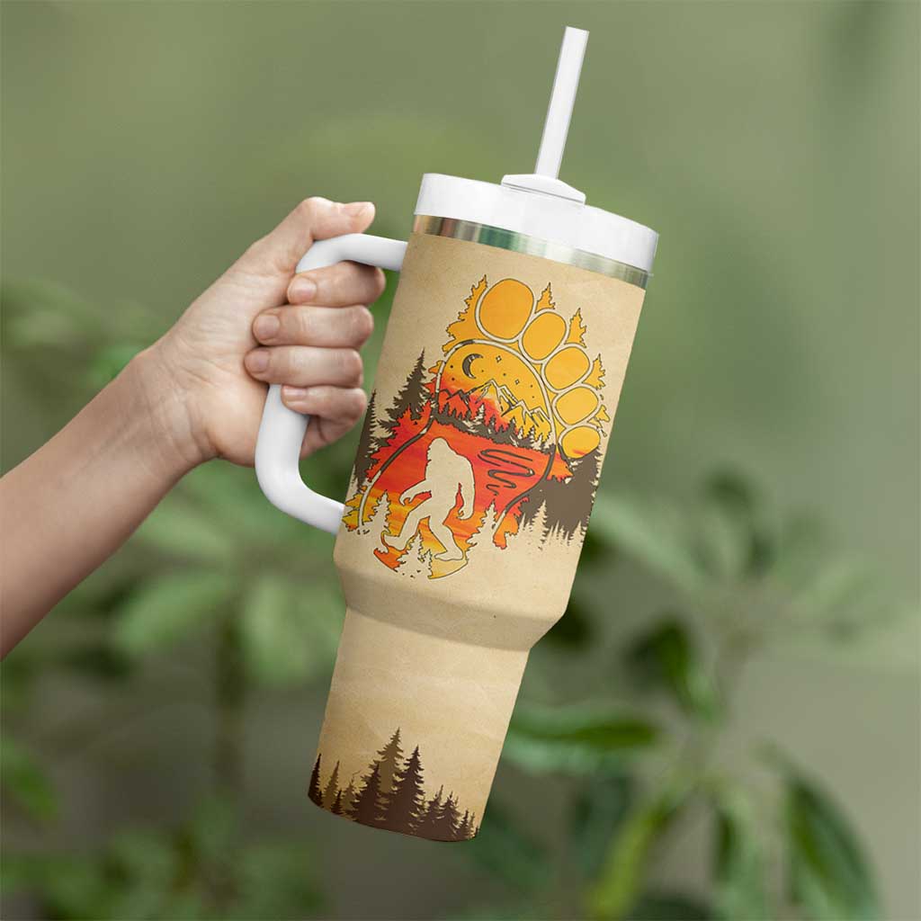 Bigfoot Tumbler With Handle Sasquatch Lover Campfire Outdoor Camping Nature Gift