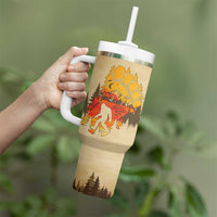 Bigfoot Tumbler With Handle Sasquatch Lover Campfire Outdoor Camping Nature Gift
