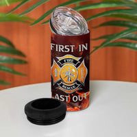 Firefighter Gifts For Men 4 in 1 Can Cooler Tumbler First In Last Out American Flag