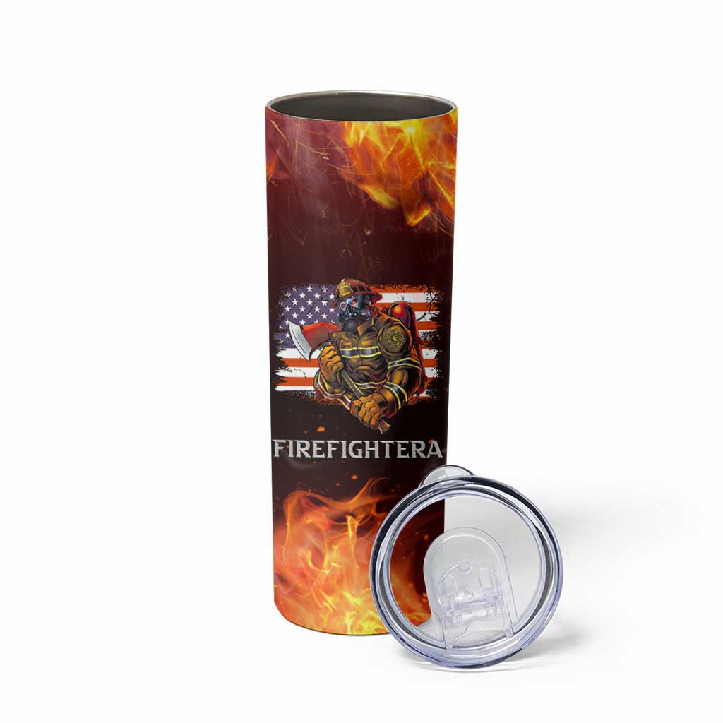 Firefighter Gifts For Men Skinny Tumbler First In Last Out American Flag