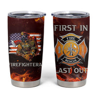 Firefighter Gifts For Men Tumbler Cup First In Last Out American Flag