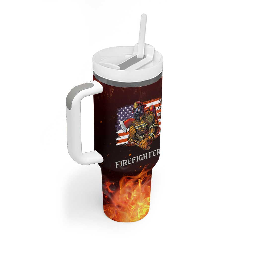 Firefighter Gifts For Men Tumbler With Handle First In Last Out American Flag