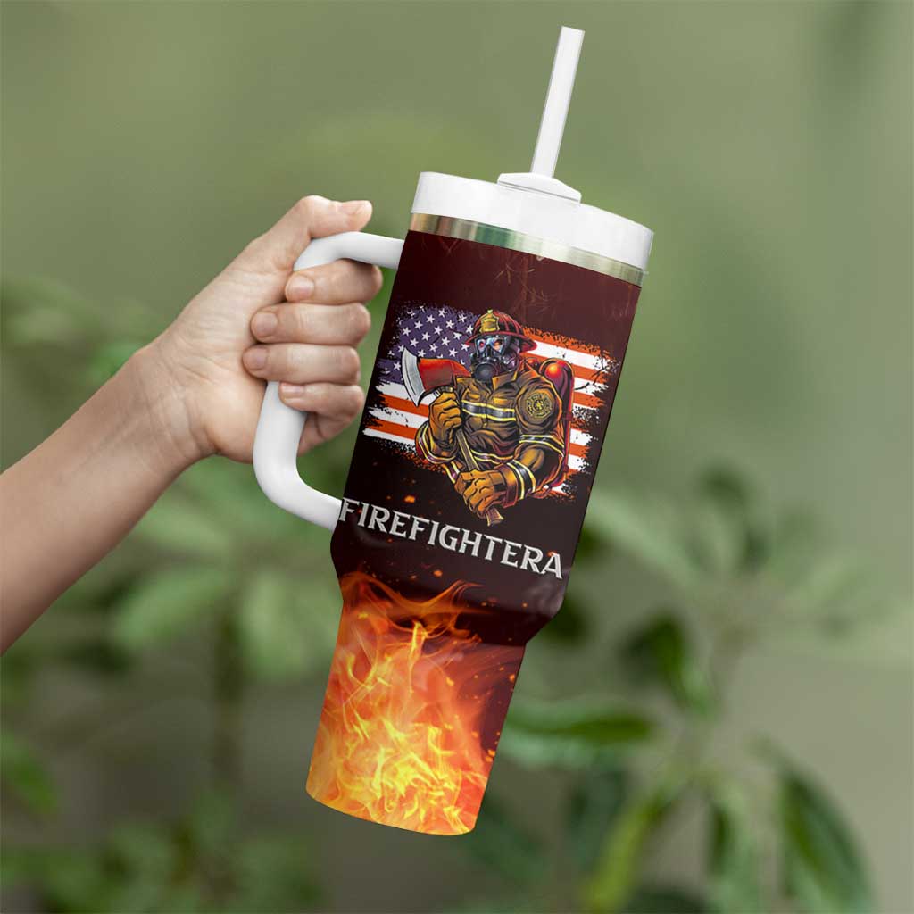 Firefighter Gifts For Men Tumbler With Handle First In Last Out American Flag
