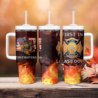 Firefighter Gifts For Men Tumbler With Handle First In Last Out American Flag