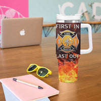 Firefighter Gifts For Men Tumbler With Handle First In Last Out American Flag