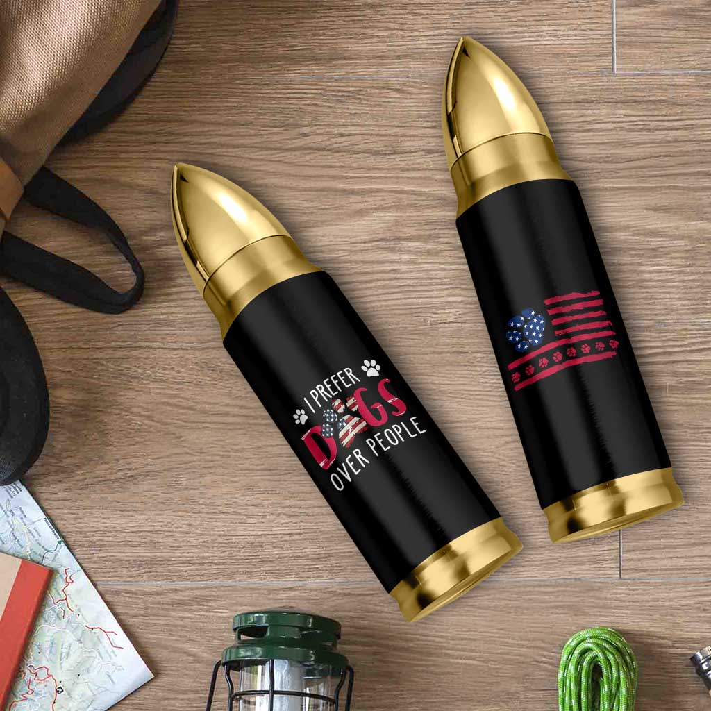 Dog Lover Gag Gifts Bullet Tumbler I Prefer Dogs Over People American Flag