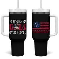 Dog Lover Gag Gifts Tumbler With Handle I Prefer Dogs Over People American Flag