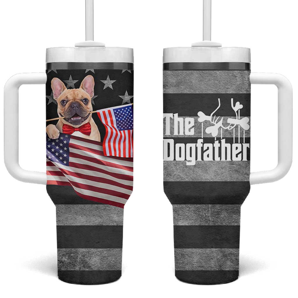 The Dogfather Tumbler With Handle English Bulldog Dog Father Dad Owner Funny Cute Pup Doggo
