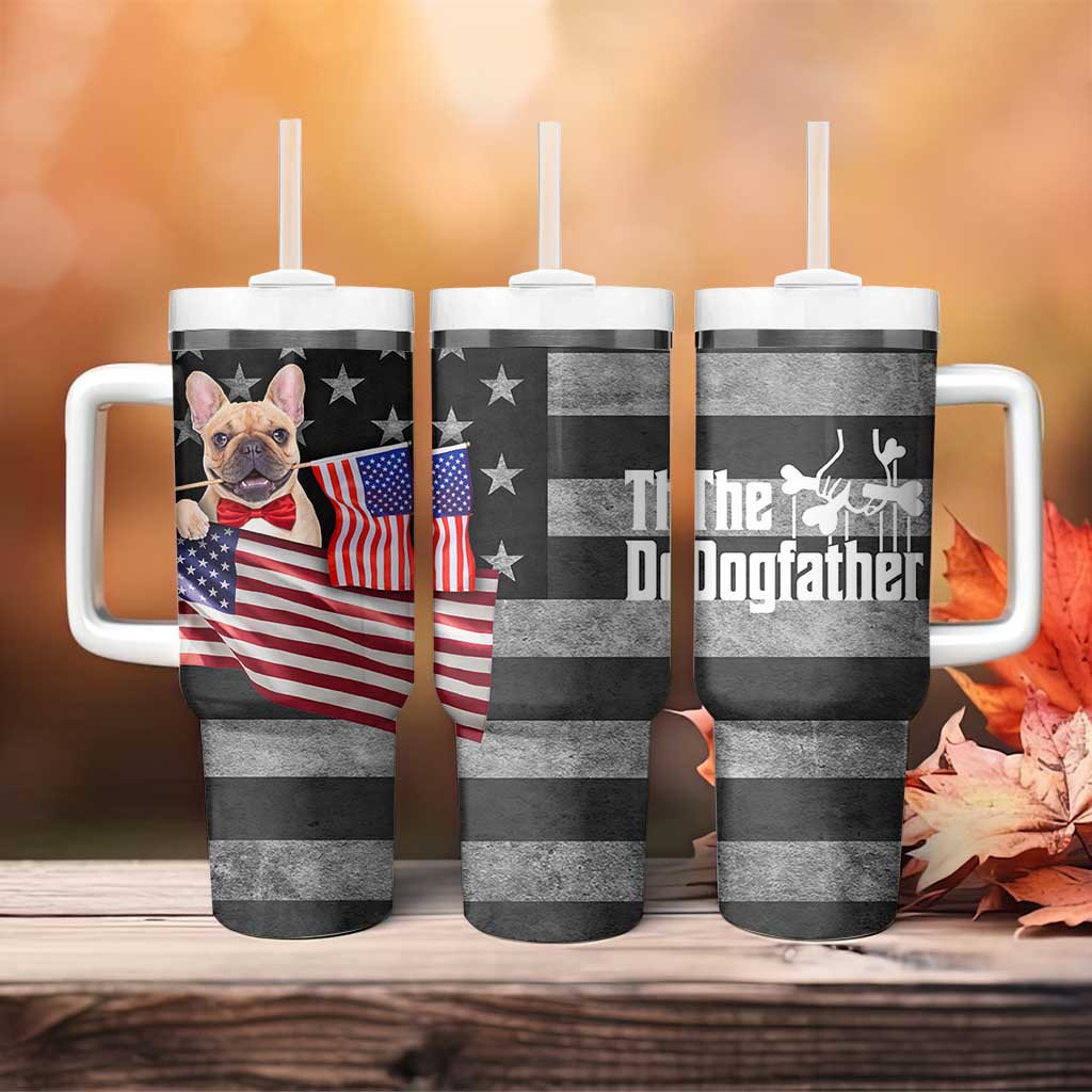 The Dogfather Tumbler With Handle English Bulldog Dog Father Dad Owner Funny Cute Pup Doggo