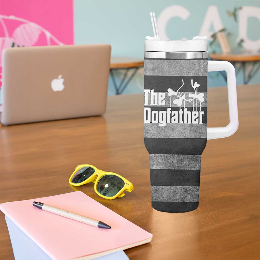 The Dogfather Tumbler With Handle English Bulldog Dog Father Dad Owner Funny Cute Pup Doggo