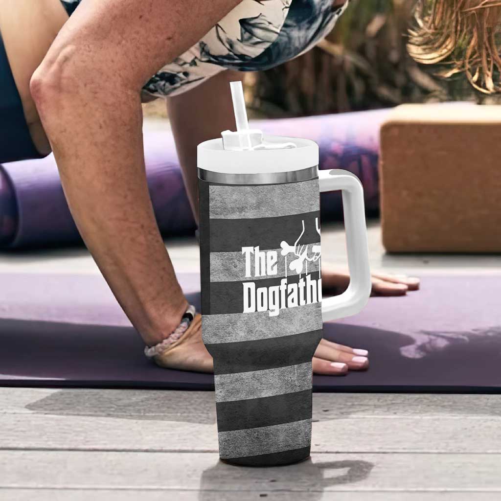 The Dogfather Tumbler With Handle English Bulldog Dog Father Dad Owner Funny Cute Pup Doggo