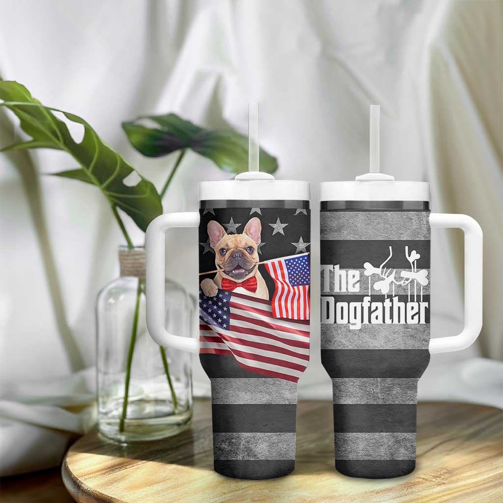 The Dogfather Tumbler With Handle English Bulldog Dog Father Dad Owner Funny Cute Pup Doggo
