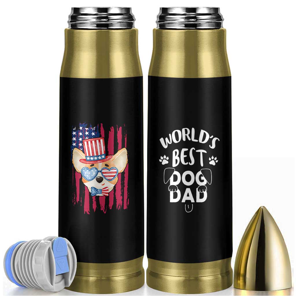 Dog Dad Gifts Bullet Tumbler Funny Cute Pup Doggo American Flag