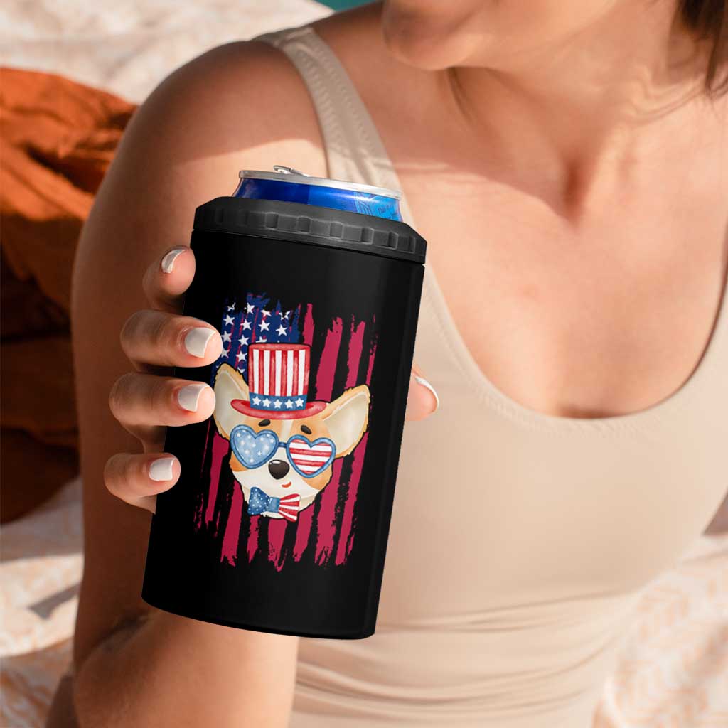 Dog Dad Gifts 4 in 1 Can Cooler Tumbler Funny Cute Pup Doggo American Flag