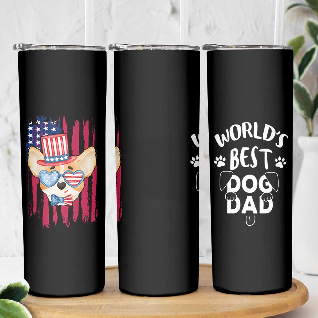 Dog Dad Gifts Skinny Tumbler Funny Cute Pup Doggo American Flag