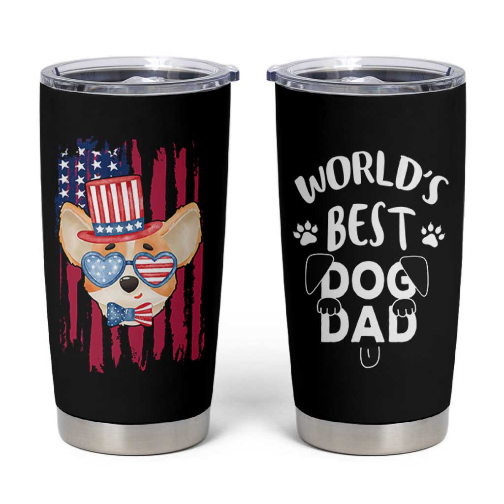 Dog Dad Gifts Tumbler Cup Funny Cute Pup Doggo American Flag