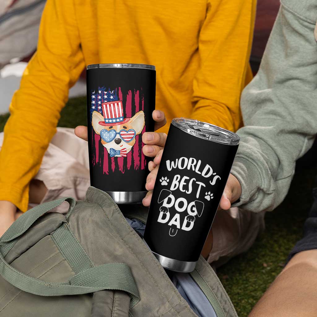 Dog Dad Gifts Tumbler Cup Funny Cute Pup Doggo American Flag