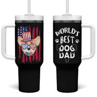 Dog Dad Gifts Tumbler With Handle Funny Cute Pup Doggo American Flag