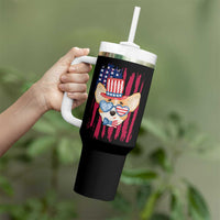 Dog Dad Gifts Tumbler With Handle Funny Cute Pup Doggo American Flag