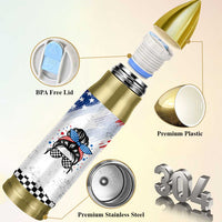 Little Miss America Bullet Tumbler Baby Girl 4th of July Checkered