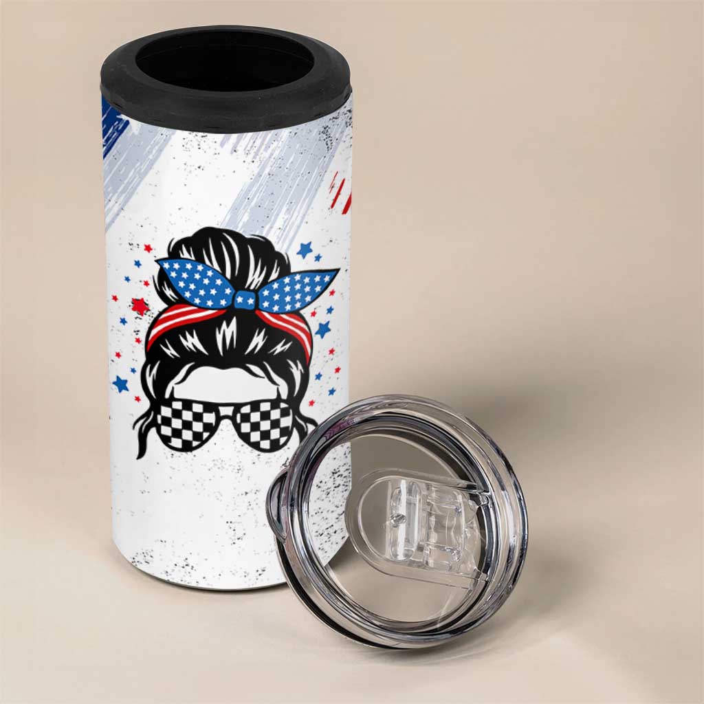 Little Miss America 4 in 1 Can Cooler Tumbler Baby Girl 4th of July Checkered