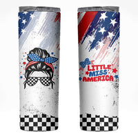 Little Miss America Skinny Tumbler Baby Girl 4th of July Checkered