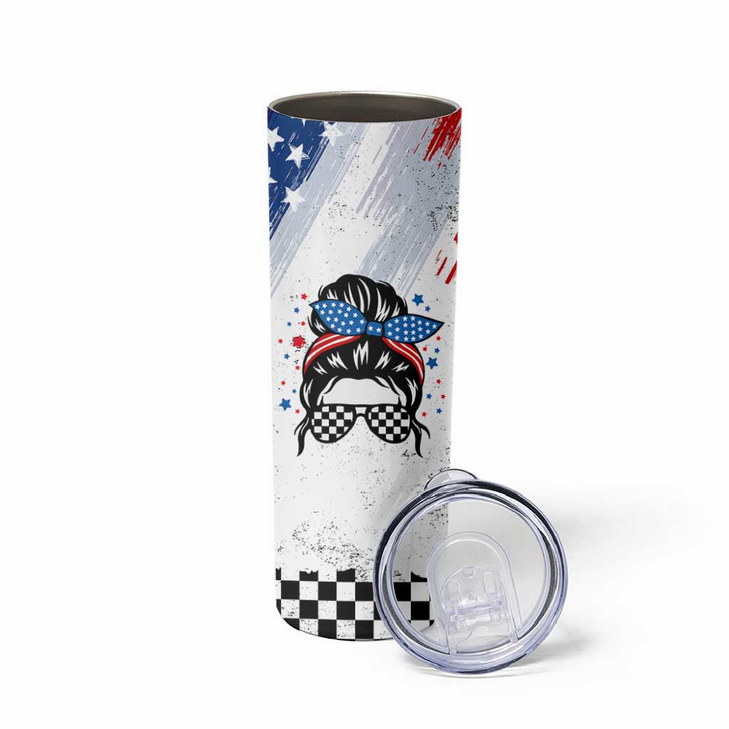 Little Miss America Skinny Tumbler Baby Girl 4th of July Checkered