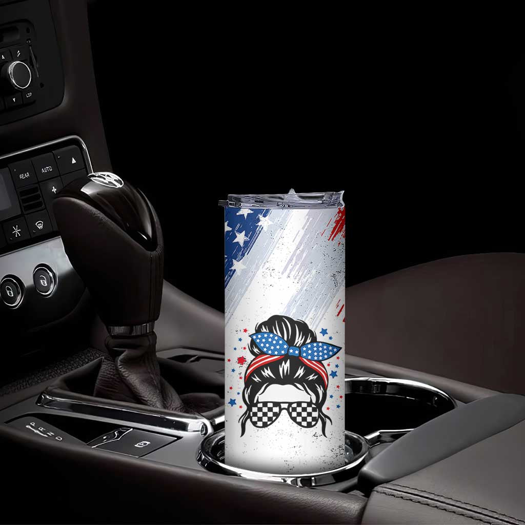 Little Miss America Skinny Tumbler Baby Girl 4th of July Checkered