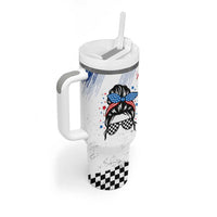 Little Miss America Tumbler With Handle Baby Girl 4th of July Checkered