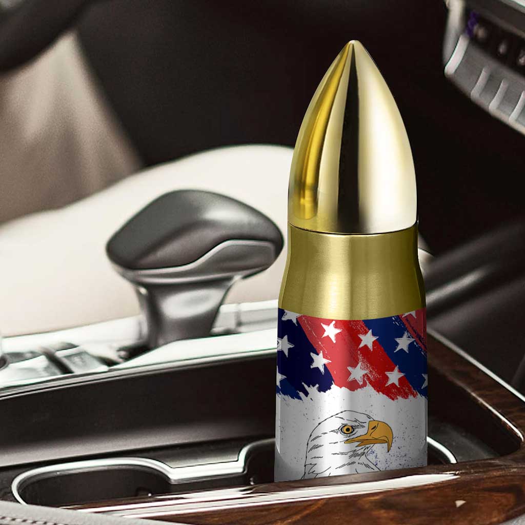 Happy 4th Of July Bullet Tumbler USA American Flag Bald Eagle Patriotic Red White Blue