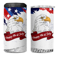 Happy 4th Of July 4 in 1 Can Cooler Tumbler USA American Flag Bald Eagle Patriotic Red White Blue