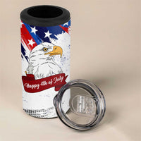 Happy 4th Of July 4 in 1 Can Cooler Tumbler USA American Flag Bald Eagle Patriotic Red White Blue