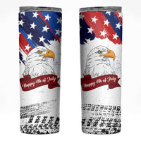 Happy 4th Of July Skinny Tumbler USA American Flag Bald Eagle Patriotic Red White Blue