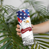 Happy 4th Of July Skinny Tumbler USA American Flag Bald Eagle Patriotic Red White Blue